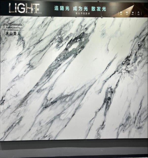 SKU-03-冰山美人 单片 3D Continuous Pattern High Gloss PET Marble Pattern 1200x2400mm